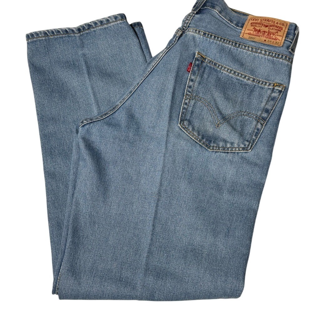 Levi's 550‎ Relaxed Fir Light Blue Straight Jeans 34 x 32